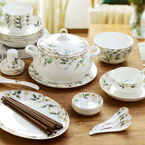 European tableware set 56 head bone china 22 dishes set porcelain set porcelain home wedding housewarming gift gold edge luxury