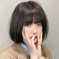 Wig womens short hair summer natural full head cover simulation human hair net red lisa bobo head medium long hair wig set