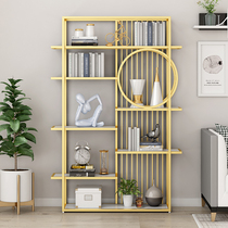 Light luxury Wrought iron shelf Nordic home creative floor-to-ceiling bookshelf Living room entrance office storage display rack cabinet