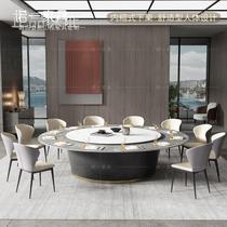 * Hotel Electric Dining Action Round Table Light Wood Extravagant Modern Rock Plate Table Home Hall Dining Table and chairs Composition 15 people 2 solid 0