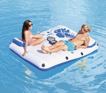Original Bestway square floating island double floating row inflatable floating bed water bed beach mat water 43119
