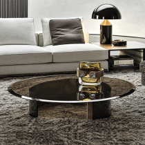 Fancy tempered glass round tea table Home living room rectangular tea table minimalist designer creative tea table light extravagant