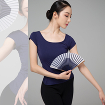 Love Dance Garden Dance Top Female Chinese Dance Tight Short Sleeve V-collar Training Ballet Practice Top