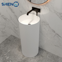 God porcelain wash basin round column basin artificial stone integrated hotel engineering column basin floor standing home wash basin