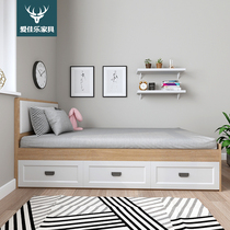 Nordic Tatami bed solid wood 1 4 meters Childrens bed Bay window storage one meter two single household small household high box