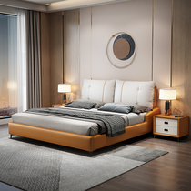 Nordic technology cloth bed Light luxury double wedding bed 1 8 meters fabric bed Modern simple master bedroom soft bag 1 5 meters leather bed