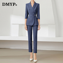 Lake blue high-end professional suit summer work clothes temperament manager management professional suit seven-point sleeve OL interview dress