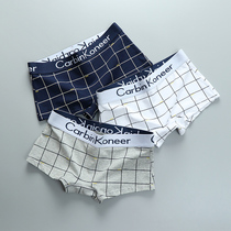 3 Flat Corner Briefs Women Les Pure Cotton Medium-high Waist Wide Side Plaid Printed Four-corner Breathable short Handsome T Safety Pants