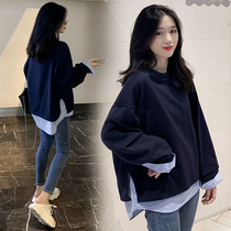 Pregnant women autumn new out fashion net red pregnant women suit tide mom loose vests spring and autumn long sleeve jacket Korea