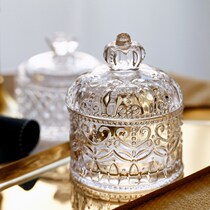French relief retro Crystal dried fruit food glass candy jar jewelry storage box Storage Jar Ornaments sugar tank