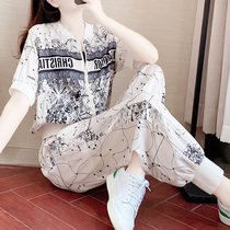 Sports suit womens summer thin running casual wear Korean loose comfortable short sleeve T-shirt ins trend two-piece set