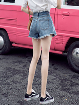 Hong Kong flavor western style denim shorts womens summer 2021 new loose and all-match high waist thin a-line wide leg pants hot pants ins