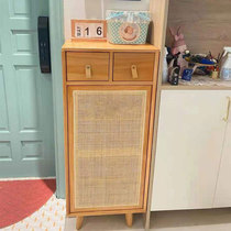 Shoe cabinet solid wood 2021 new explosive home door outside corridor simple modern pull-out integrated by wall cabinet