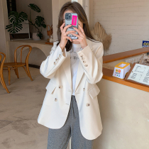 White Suit Jacket Woman Casual Blouse 2022 Spring Autumn Loose Chic Net Red Advanced Sensation Fried Street Little West Suit