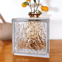 Indonesia imported European standard ultra-white opaque square transparent ice crystal pattern hollow glass brick partition wall crystal brick