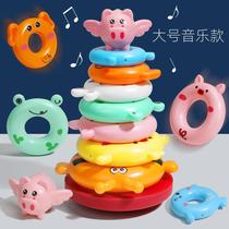 Stored music childrens puzzle 9 months Tower ring 0 One 1 year old baby early education six 7 eight rainbow 10 baby toys