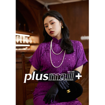 PLUSMALL Yang naïve large size dress womens summer 2021 new jacquard dot satin Chinese style modified CHEONGSAM