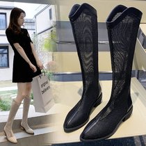 Net Yarn Boots Woman Hollowed-out Tennis Boots Summer 100 Hitch Breathable Mesh Red Long Boots Pointed High Heel Sandals Boots High Cylinder Boots