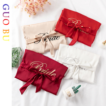 Morning gown Female bride Spring and summer wedding nightgown Bridesmaid group Bride wedding pajamas Ice silk bathrobe Sexy home dress Autumn