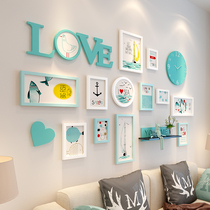 Photo wall decoration non-perforated living room dining room creative photo frame hanging wall combination warm bedroom photo album Wall photo wall