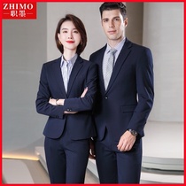 Navy Blue Suit Set Men and Women Same Teacher Professional Clothes Sales Department Work Clothes Bank Business Formal Customized