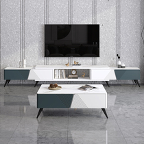 Italian light luxury small family living room 2022 new telescopic rock board tea table TV cabinet combination modern simple floor cabinet
