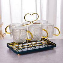 Yun Li household glass shelf storage rack storage rack creative water cup rack upside down mug living room with tray