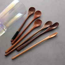 Creative wooden handle stir spoon Japanese retro spoon for meal with childrens spoon drink stir long - handle honey spoon