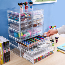 ins girl creative desktop pen holder storage box acrylic drawer type student large-capacity storage cylinder finishing box
