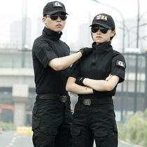 Short sleeve frogs in black for training suit for mens summer outdoor training Special Soldier Instructors Tactical Military Fans