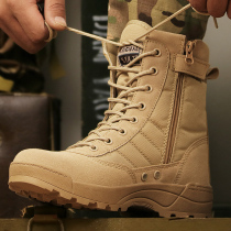 New combat boots men's spring and autumn outdoor land combat boots wear-resistant shock-absorbing security tactical shoes high-top zipper combat training boots