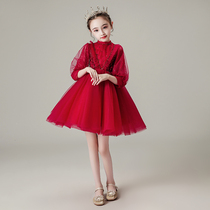 Childrens dress puffy gauze small host flower girl birthday princess dress girl piano performance evening dress foreign atmosphere