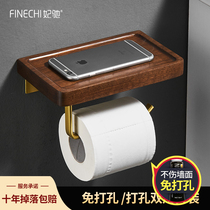 Toilet paper towel rack black walnut wood toilet roll paper holder free creative bathroom solid wood toilet paper rack