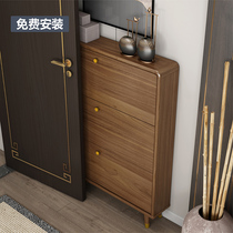 Solid wood shoe cabinet ultra-thin 18cm flip bucket shoe cabinet large capacity household door narrow porch cabinet
