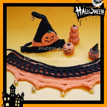 (moonpie) original new handmade pet cat dog Halloween pumpkin shape bib saliva towel Teddy