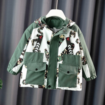 Boys coat spring and autumn 2021 New Net red gas hooded cardigan coat children handsome baby Autumn windbreaker