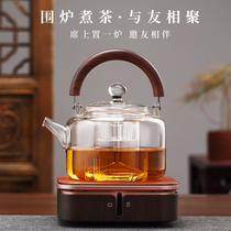 Product one star empty beam steaming integrated glass teapot kettle Automatic black tea maker electric pottery stove set