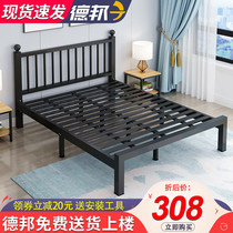 Iron bed double bed 1 8 meters modern minimalist European iron frame bed 1 5 meters single bed shelf Nordic iron bed