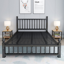 Iron frame bed iron bed double bed 1 8 meters modern minimalist European iron bed 1 5 meters single bed shelf Nordic bed