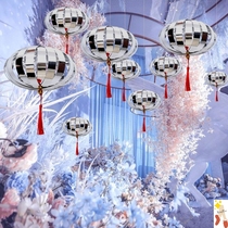 Lantern hanging red scene decoration Wedding room Wedding Spring Festival festive decoration Mirror pendant shopping Mall festival wedding