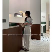 TOROON white tea Qinghuan white thin vertical striped jeans womens summer new high waist thin loose pants