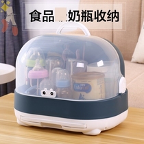 Tableware storage box baby supplementary food storage cupboard bottle box drain with lid dustproof baby dry storage box