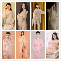 Pregnant woman photo photo costume photo studio maternity dress photography clothing home pregnant mother knitting photo clothing hipster