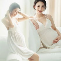 Pregnant women Photo clothing new white sling sexy private room photo clothing fresh and simple pregnant women photography clothing