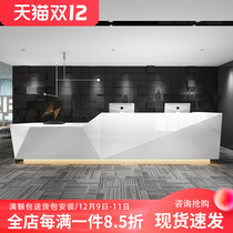 Front desk reception desk company welcome paint desk high and low bar simple modern beauty salon cashier custom