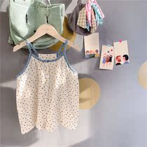 Summer girls sling jumpsuit new 6-year-old children loose floral sling shorts Korean version of the baby Yangqi 2-year-old