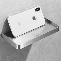 Stainless steel toilet mobile phone holder toilet tray mobile phone holder bathroom toilet paper holder multifunctional toilet non-punching