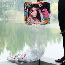 2020 new high-end black pit competitive special hand-woven racket line fish guard double-line quick-drying fishing net pocket