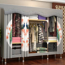Cloth wardrobe simple wardrobe bold steel pipe simple modern economy assembly wardrobe rental space multi-function