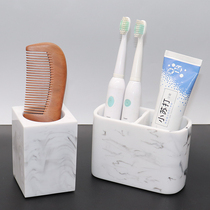 European marble pattern electric toothbrush rack placement rack Bathroom toothbrush rack Wooden comb storage box Wooden comb rack